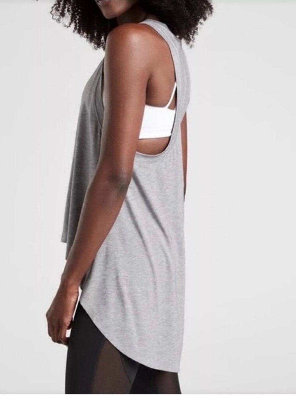 Athleta Grey Essence Relaxed High Low Tank; Size XXS